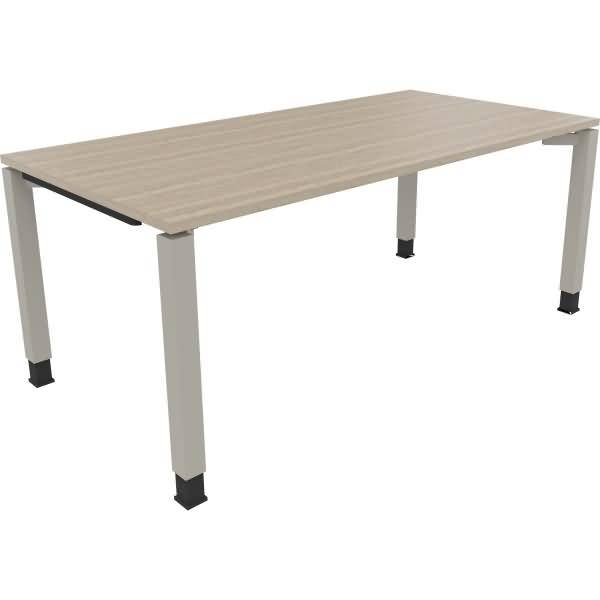 Schreibtisch Vierfuß Quadratrohr B1800xT900xH680-820 silber/Eiche Natur