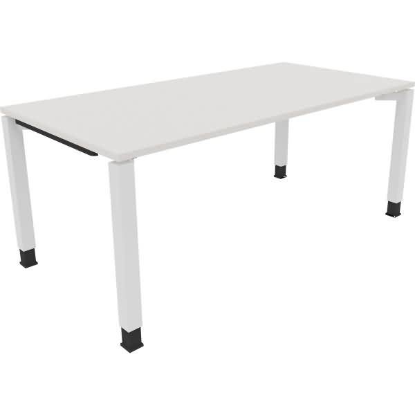 Schreibtisch Vierfuß Quadratrohr B1800xT900xH680-820 weiß/Weiß