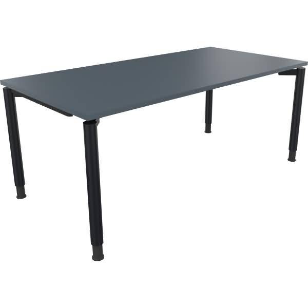 Schreibtisch Vierfuß Rundrohr B1800xT900xH680-820 anthrazit/Lavagrau