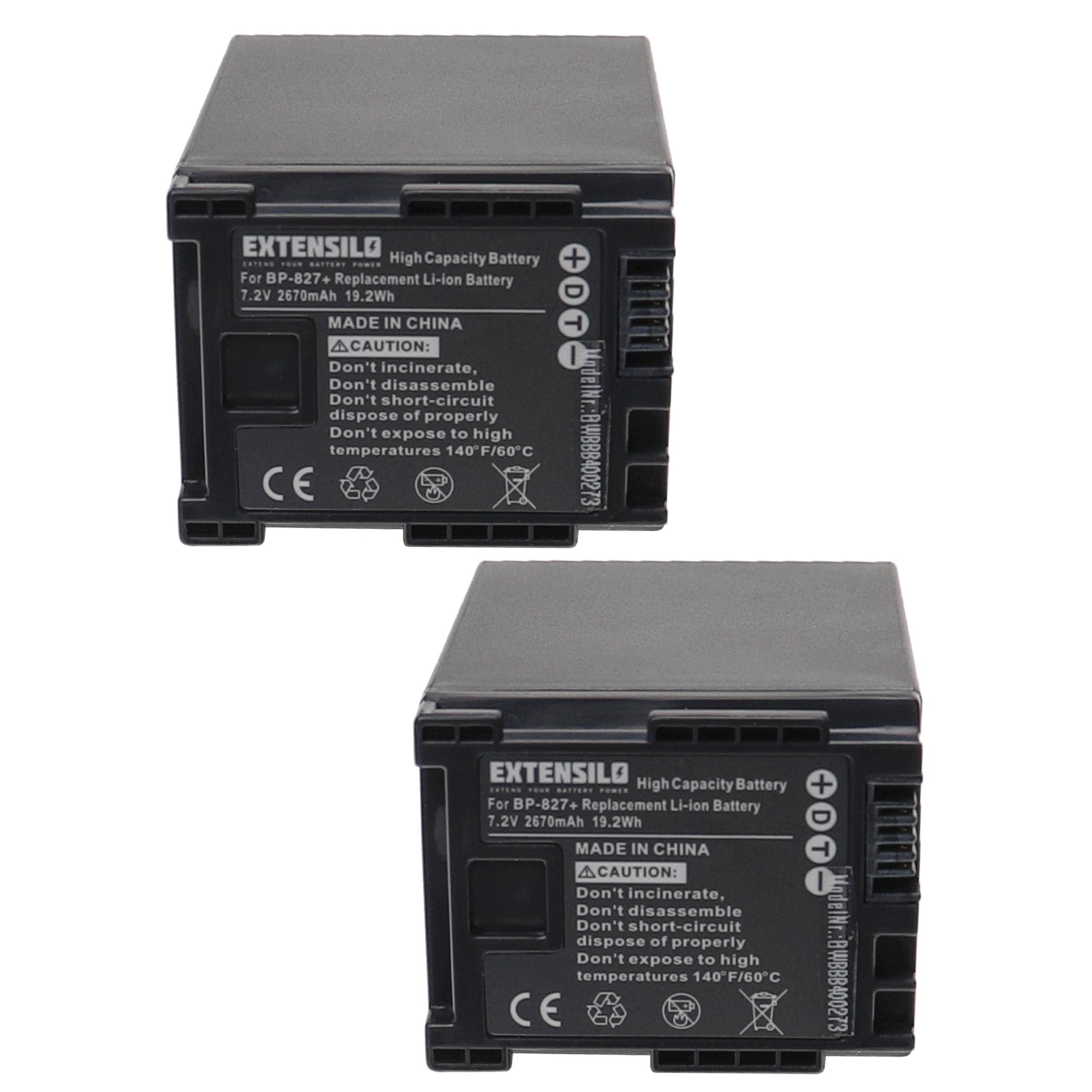 EXTENSILO 2x Akku kompatibel mit Canon Legria HF M32, HF M300, HF M31, HF G25, HF M306, HF M307 Videokamera Camcorder (2670 mAh, 7,2 V, Li-Ion)