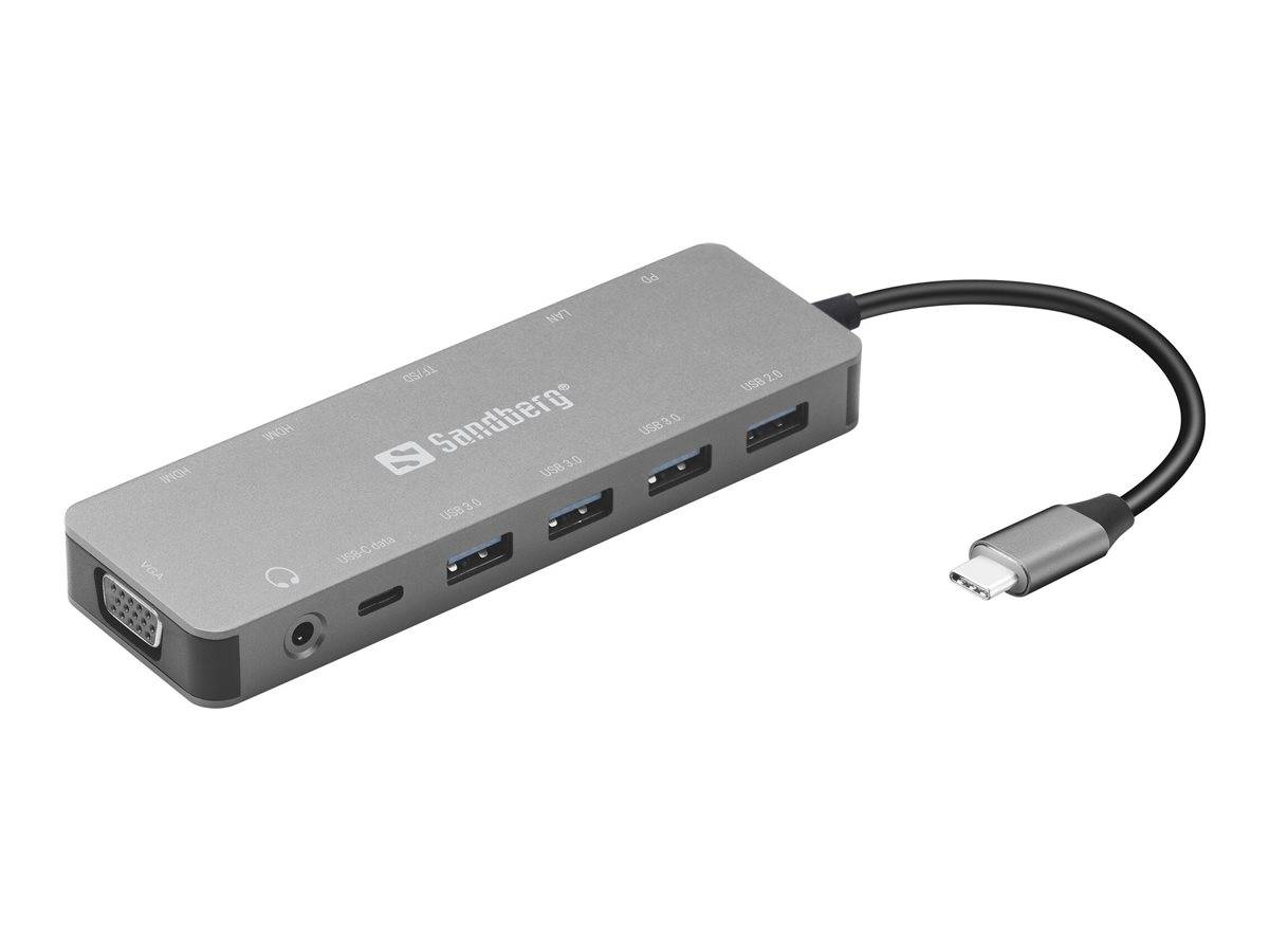 Sandberg 13-in-1 - Dockingstation - USB-C - HDMI, VGA