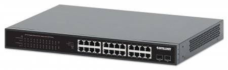 INTELLINET 24-Port Gigabit Ethernet PoE+ Switch mit 2 SFP-Ports Netzwerk-Infrastruktur Switches