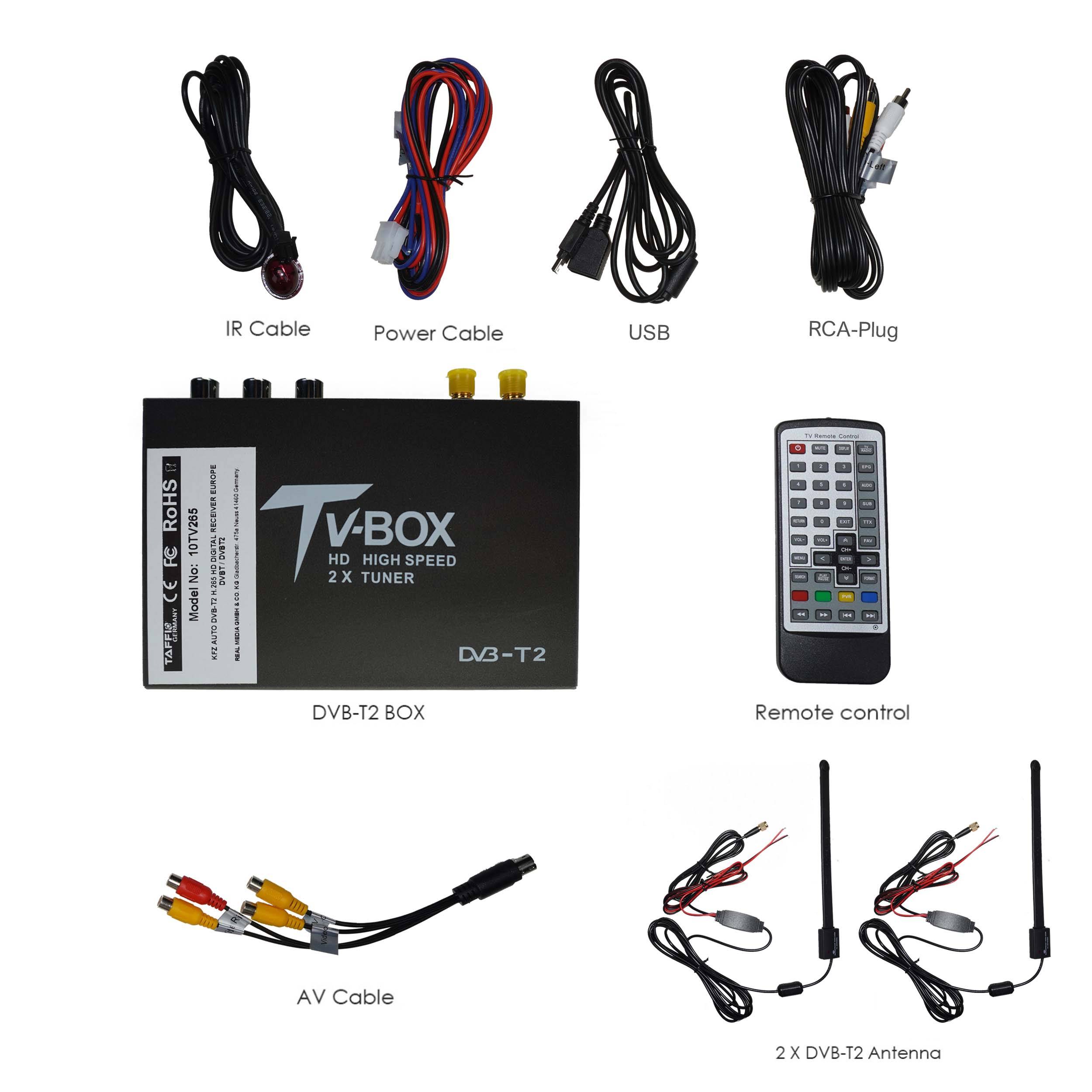 KFZ AUTO DVB-T2 H.265 HD DIGITAL RECEIVER MPEG4 240 km/h EUROPE DVBT / DVBT2