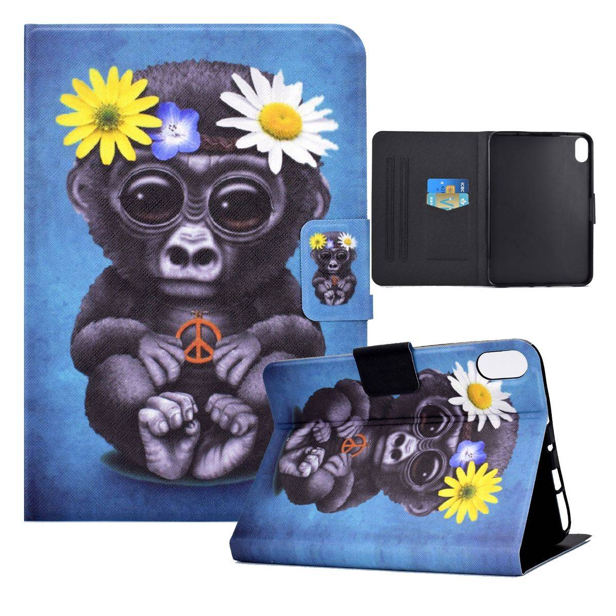 Für Apple iPad 10.9 2022 10. Generation Motiv Muster Tablet Tasche Kunst-Leder Hülle Etuis Cover Schutz Case Zubehör