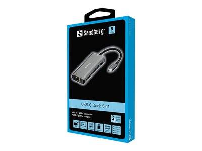 SANDBERG USB-C Dock HDMI+LAN+SD+USB,61W Notebook, PC & Tablet Optionen & Zubehör Docking Notebooks