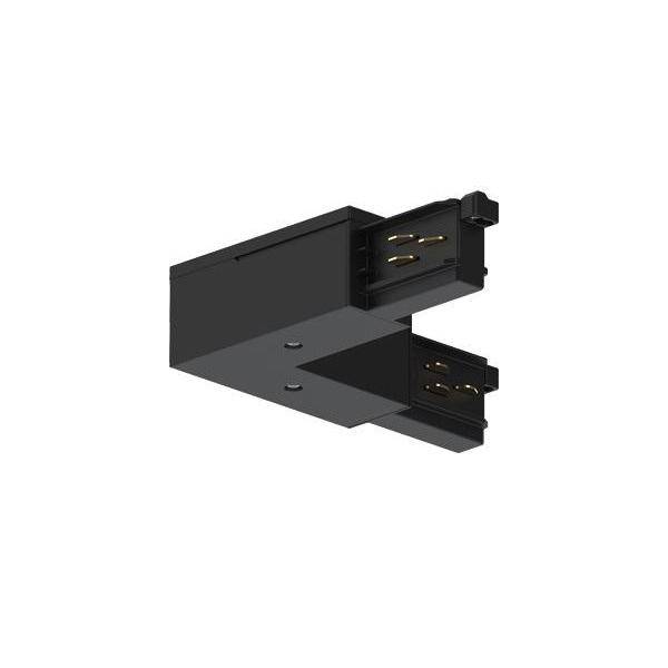 Ein schwarzer elektrischer Steckverbinder mit mehreren Pins, bestehend aus zwei Teilen, die sich zum sicheren Verriegeln ineinander einklinken können.