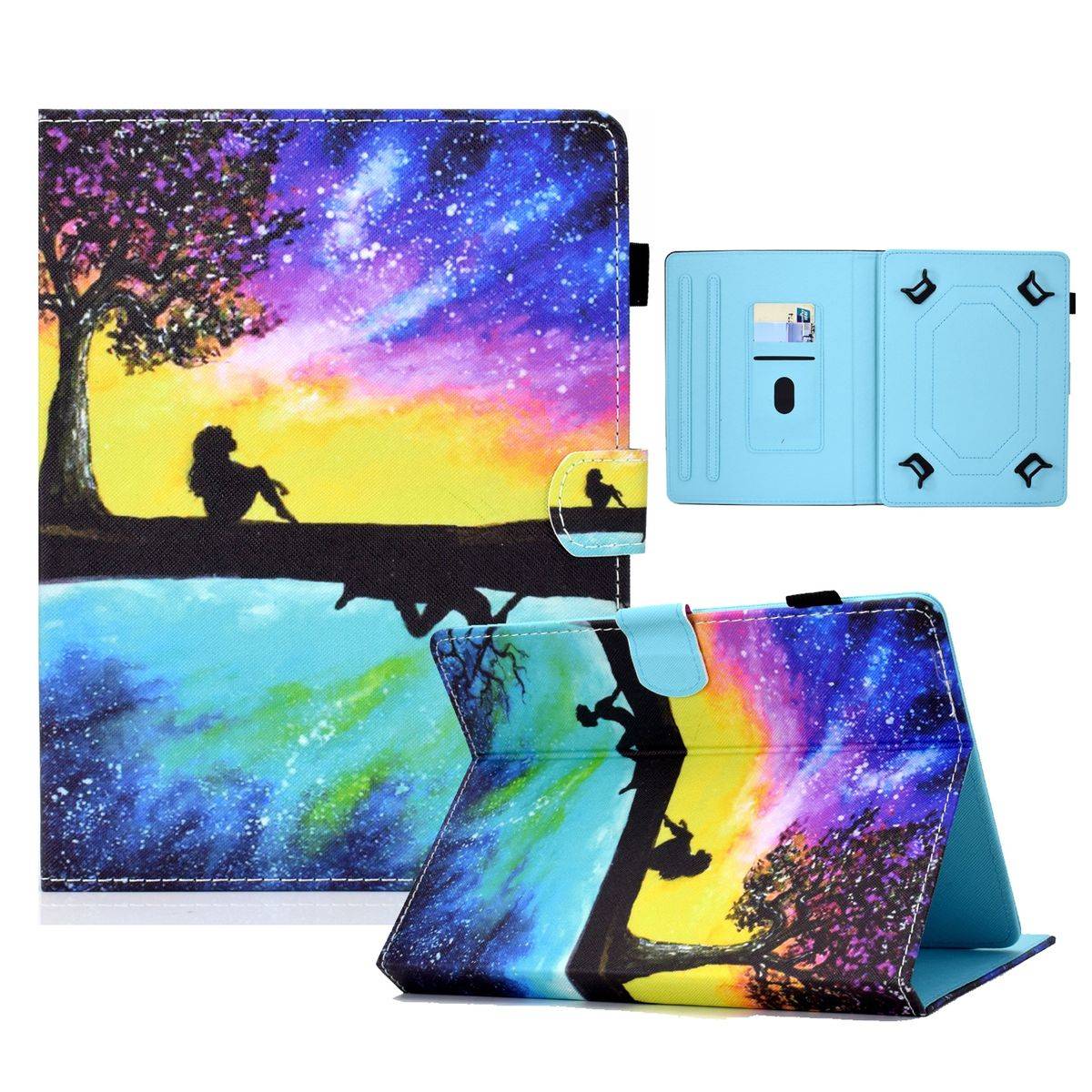 Für Tablet Universelle Motiv Muster Tasche Kunst-Leder Hülle Etuis Cover Schutz Case Zubehör