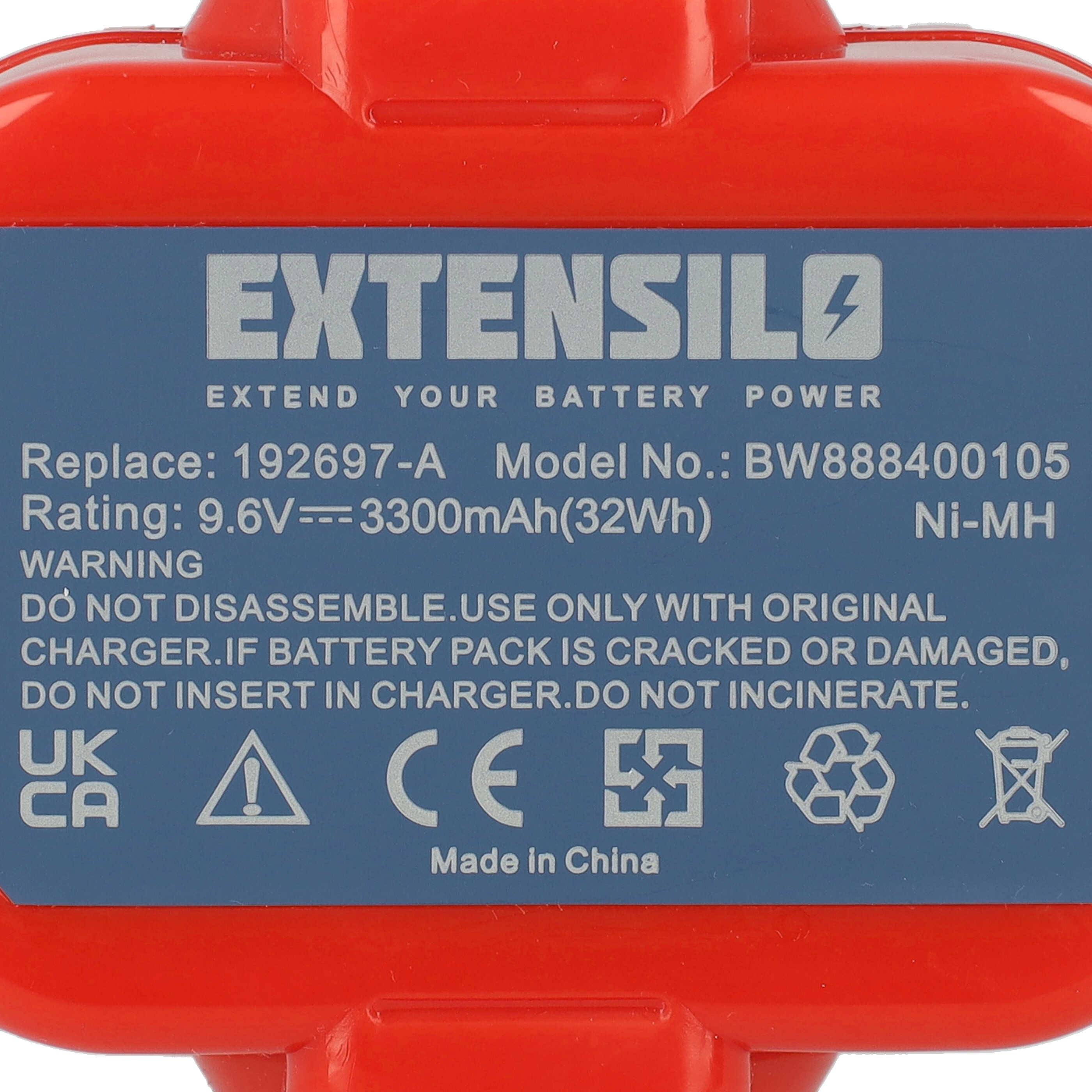 EXTENSILO 2x Akku kompatibel mit Makita 6940DWA, 6940DWE, ML901 Flashlight, T1022D, T221D Elektrowerkzeug (3300 mAh, NiMH, 9,6 V)