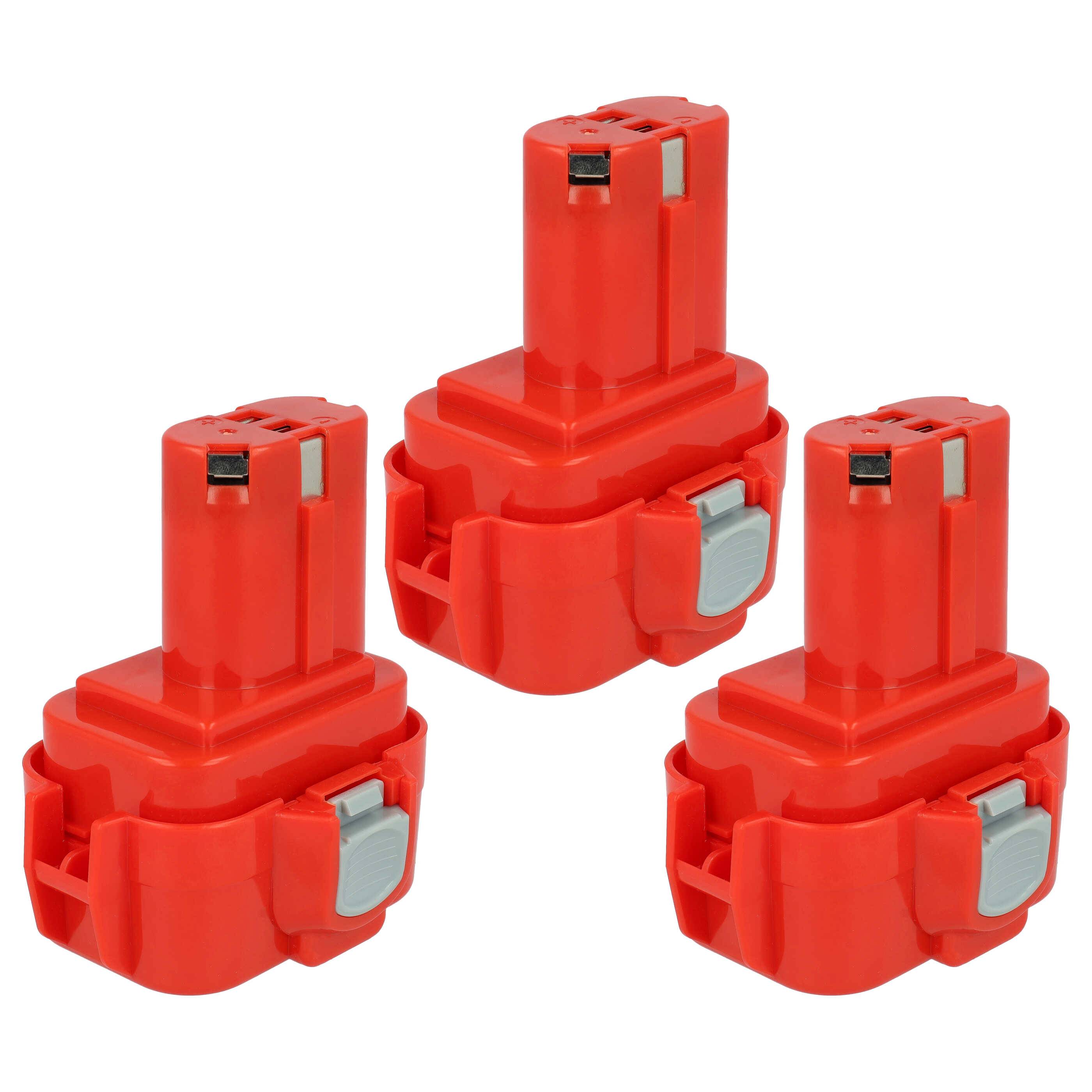 EXTENSILO 3x Akku kompatibel mit Makita 6796FD, 6797D, 6797FD, 6798D, 6798FD, 6901D, 6901DW Elektrowerkzeug (3300 mAh, NiMH, 9,6 V)