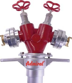 Hydrantenstandrohr STORZ Alu.DN 80 2xAbgang Schnellkupplung,2 Ventile ADMIRAL