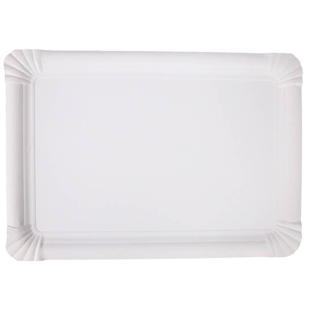 Pappteller rechteckig, Pappe, weiß, B: 33cm, L: 23cm