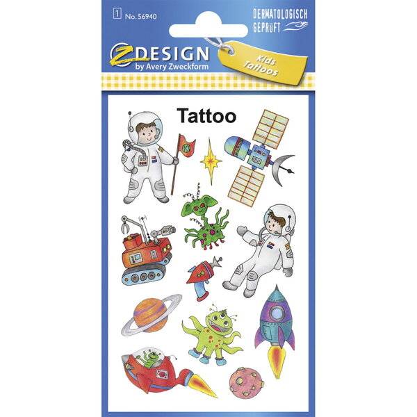 Tattoos 76x120mm bunt 1 Bogen Motiv Weltall