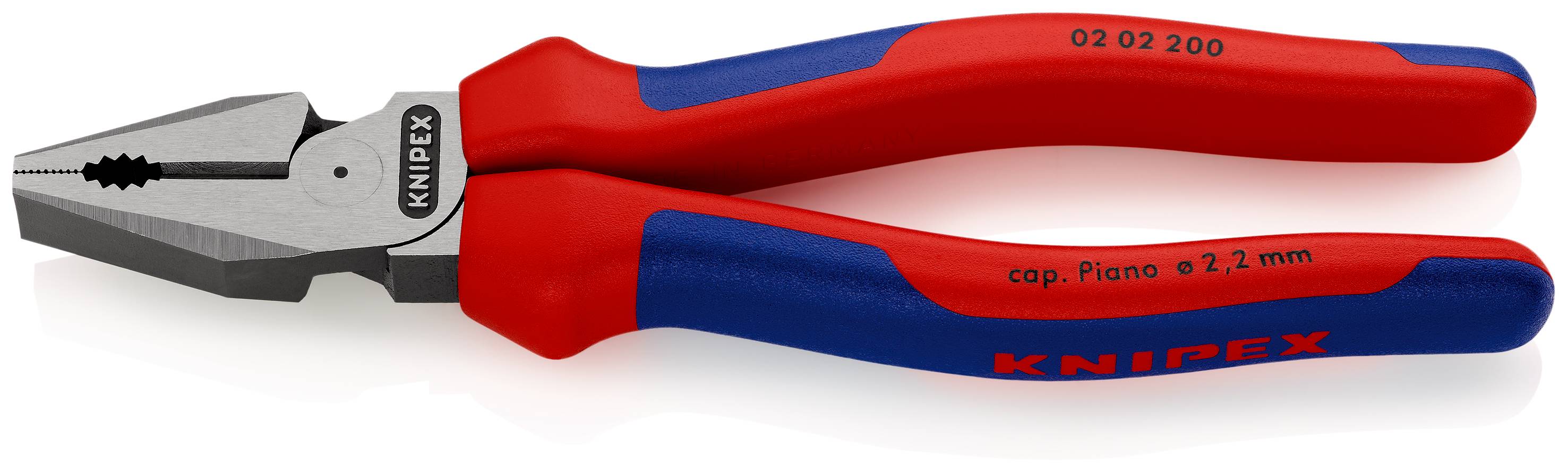 KNIPEX 02 02 200 SB Kraft-Kombizange mit Mehrkomponenten-Hüllen schwarz atramentiert 200 mm