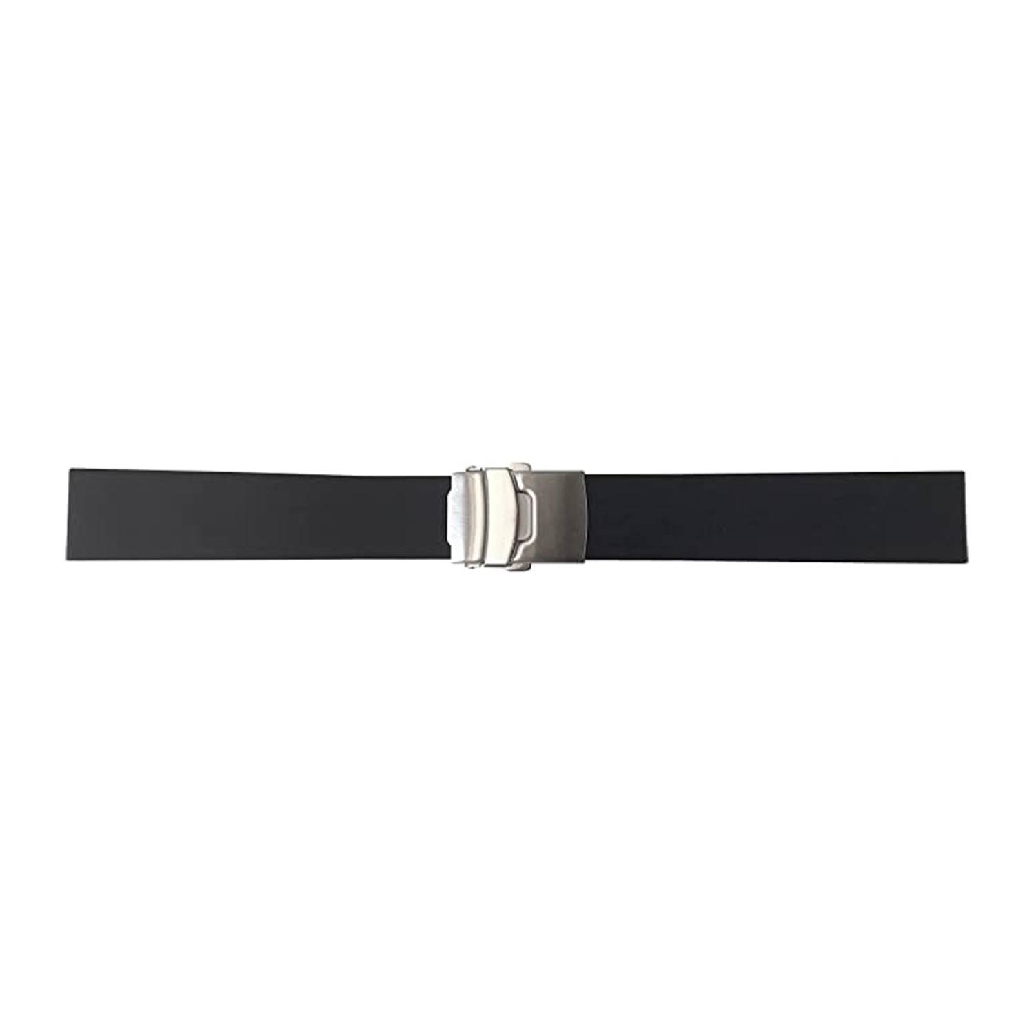 SELVA Kautschukband, Schwarz, mit Faltschließe, Uhrenarmband