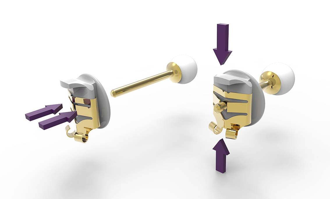 SELVA LOX - Sicherheit für Ohrstecker, anti-allergisch, 24K vergoldet