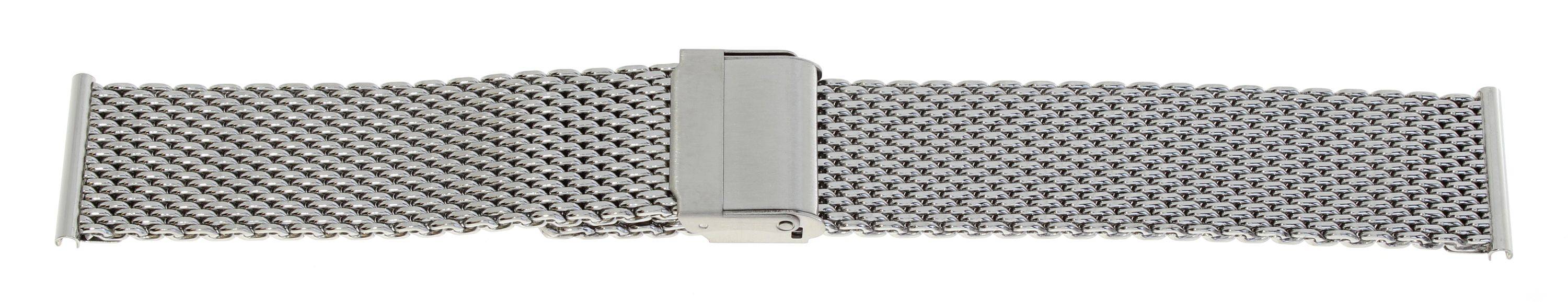 SELVA Metallband, Milanaise-Band für Herren, aus Edelstahl, Silber, satiniert