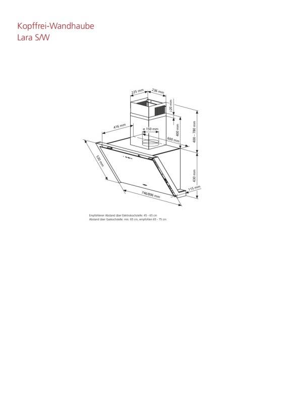Oranier Dunstabzugshaube Lara 90 W