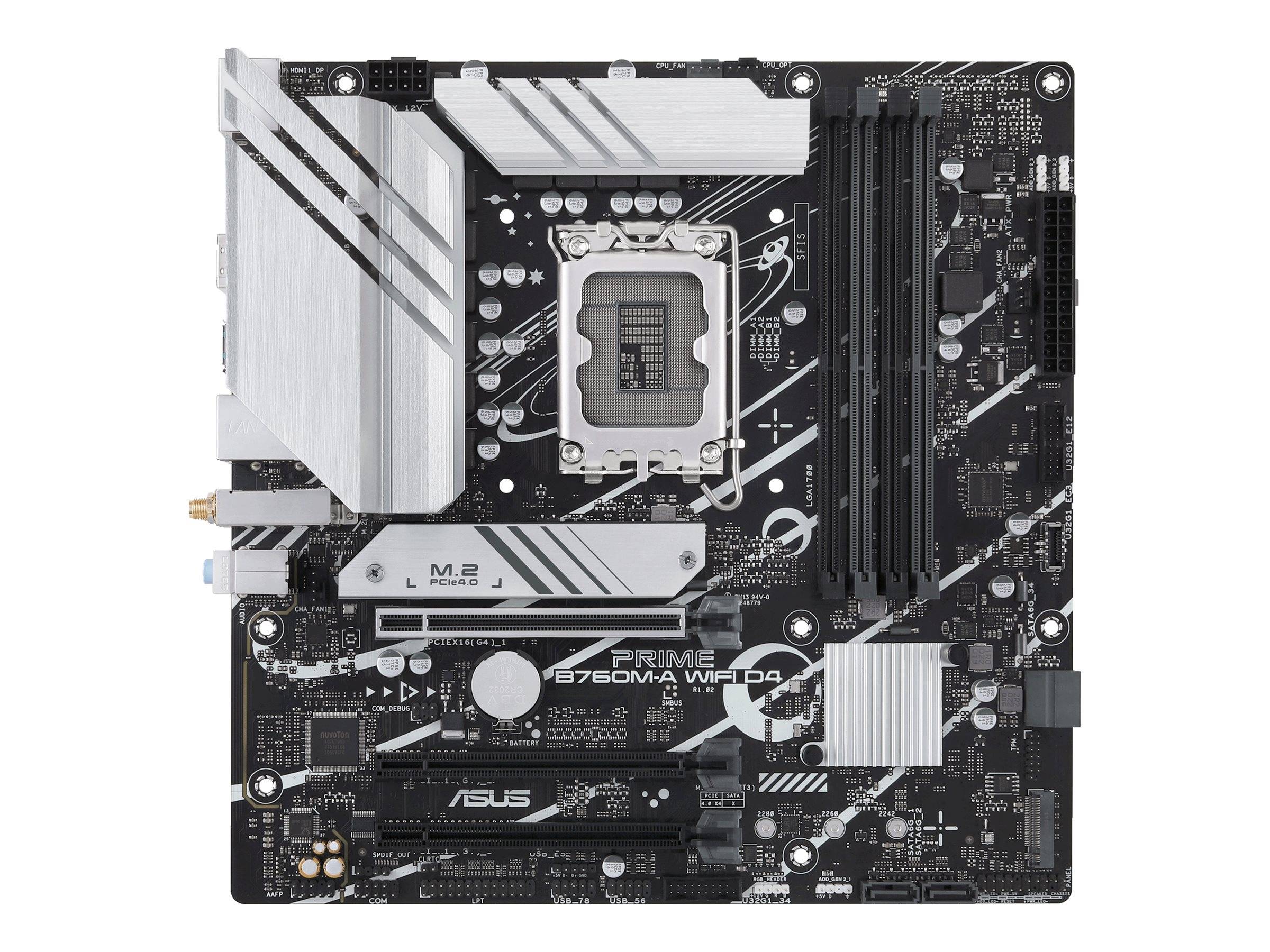 ASUS PRIME B760M-A WIFI D4 - Motherboard - micro ATX - LGA1700-Sockel - B760 Chipsatz - USB 3.2 Gen 2, USB 3.2 Gen 1, US