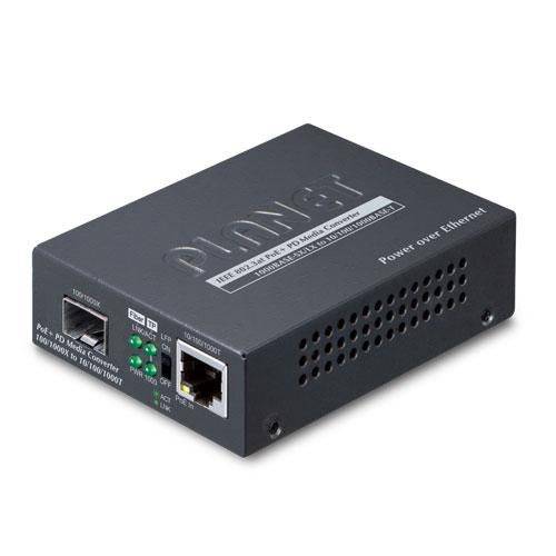 Planet 1000Base-T PoE+ to 1000Base-FX SFP Media Converter - Converter - Glasfase