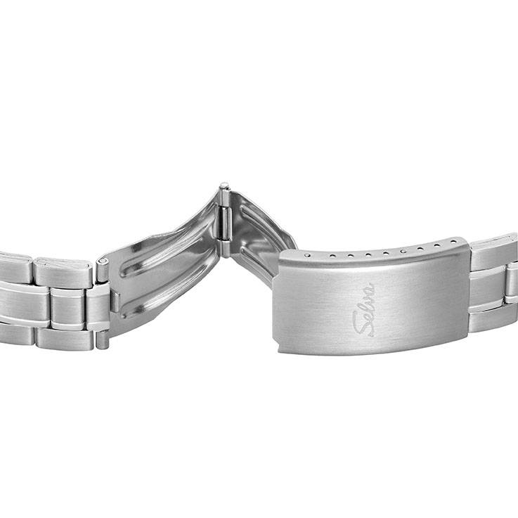 SELVA SELVA Quarz-Armbanduhr mit Edelstahlband Zifferblatt schwarz Ø 39mm