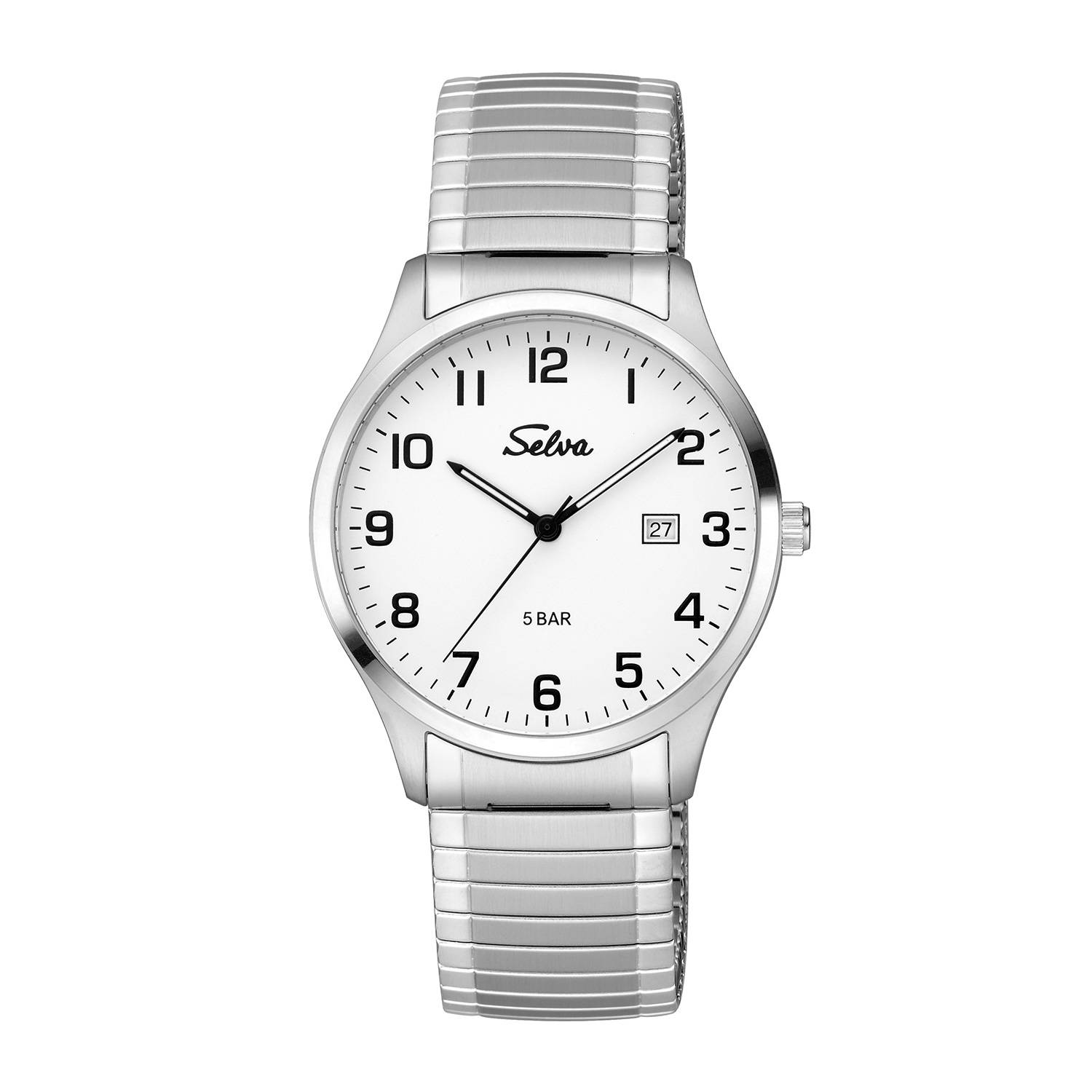 SELVA SELVA Quarz-Armbanduhr mit Zugband bicolor, Zifferblatt weiß Ø 39mm