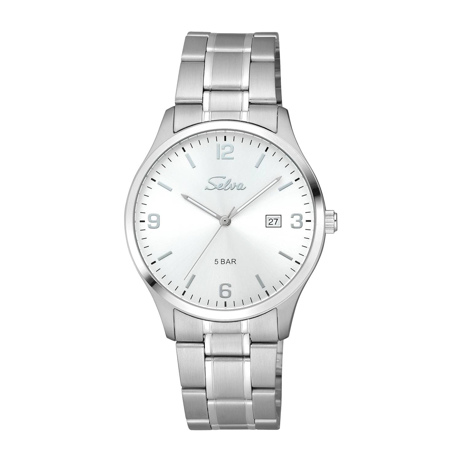 SELVA SELVA Quarz-Armbanduhr mit Edelstahlband, Zifferblatt schwarz Ø 39mm