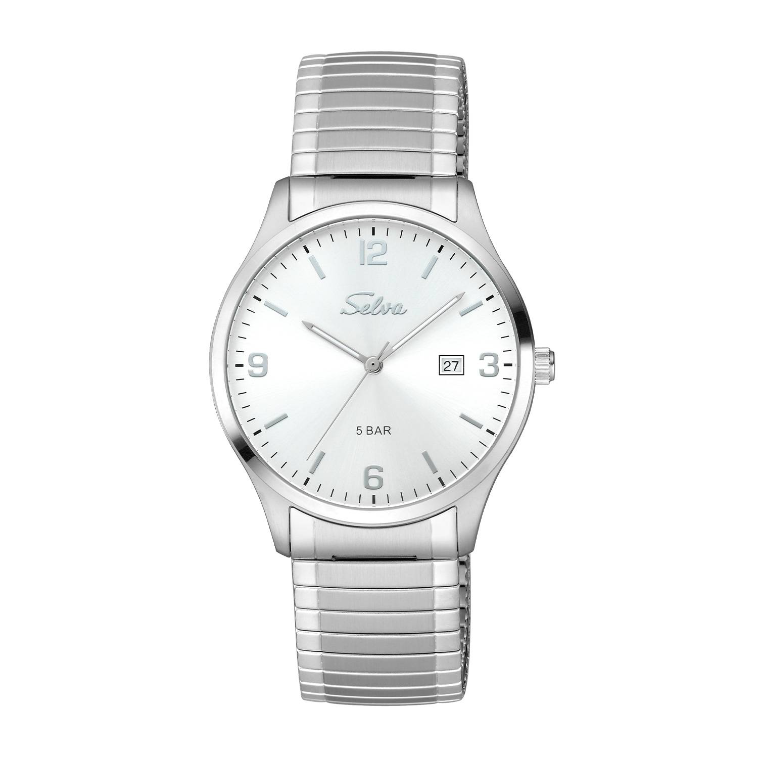 SELVA SELVA Quarz-Armbanduhr mit Zugband, Zifferblatt schwarz Ø 39mm