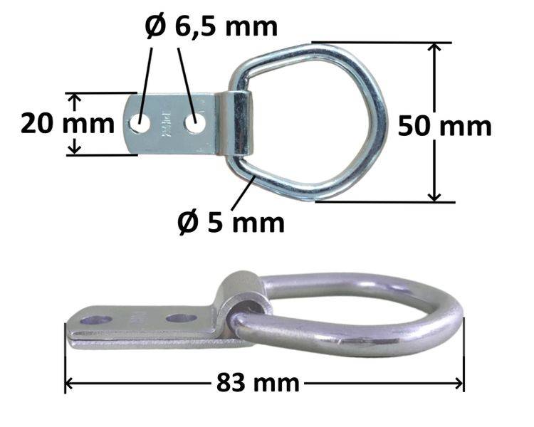 10 Stück - Zurring - Zurröse Lasche Aufbauring - Lasche verzinkt max. Belastung 250daN