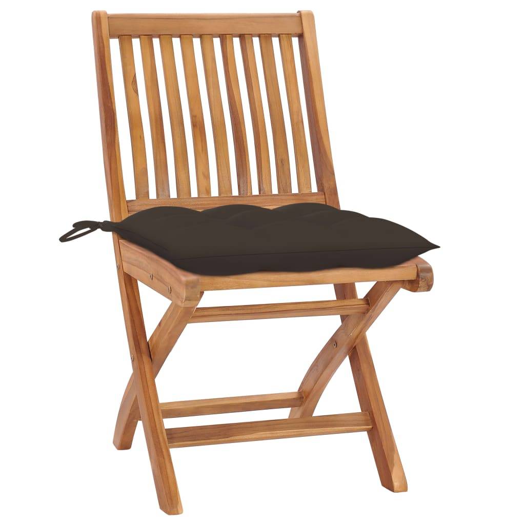 vidaXL Klappbare Gartenstühle mit Kissen 8 Stk. Massivholz Teak