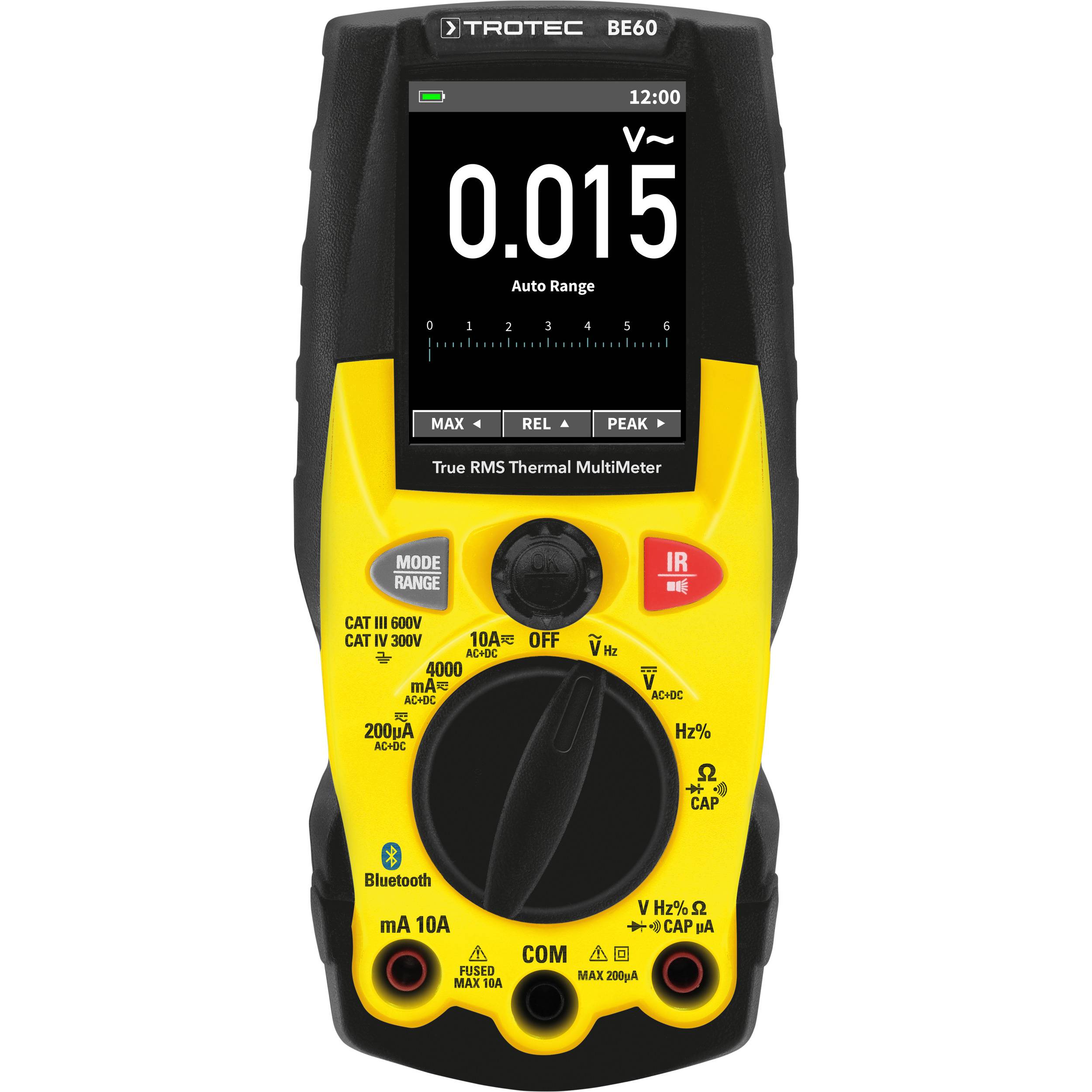 TROTEC Digitales True-RMS-Multimeter mit integrierter Wärmebildkamera BE60 elf Messfunktionen IR-Wärmebildkamera kostenlose Smartphone-App Bluetooth