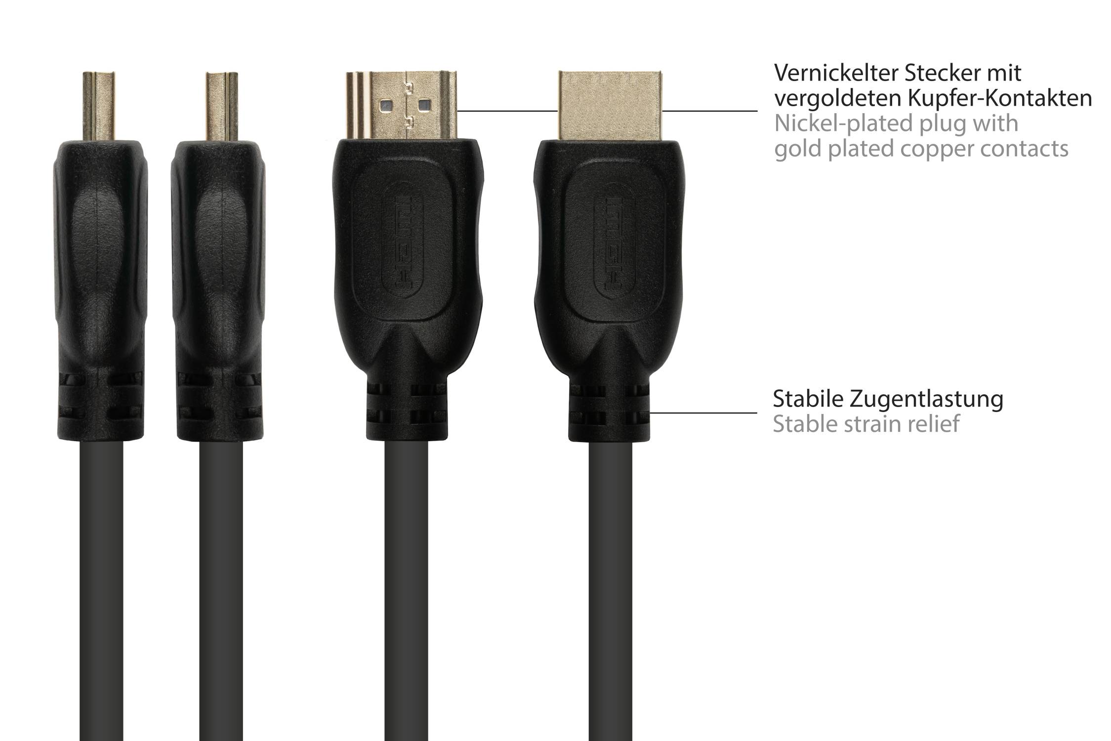 Anschlusskabel HDMI 2.0b, Stecker (Typ A) an Mirco Stecker (Typ D), 4K / UHD @60Hz,schwarz, 0,5m, Good Connections®