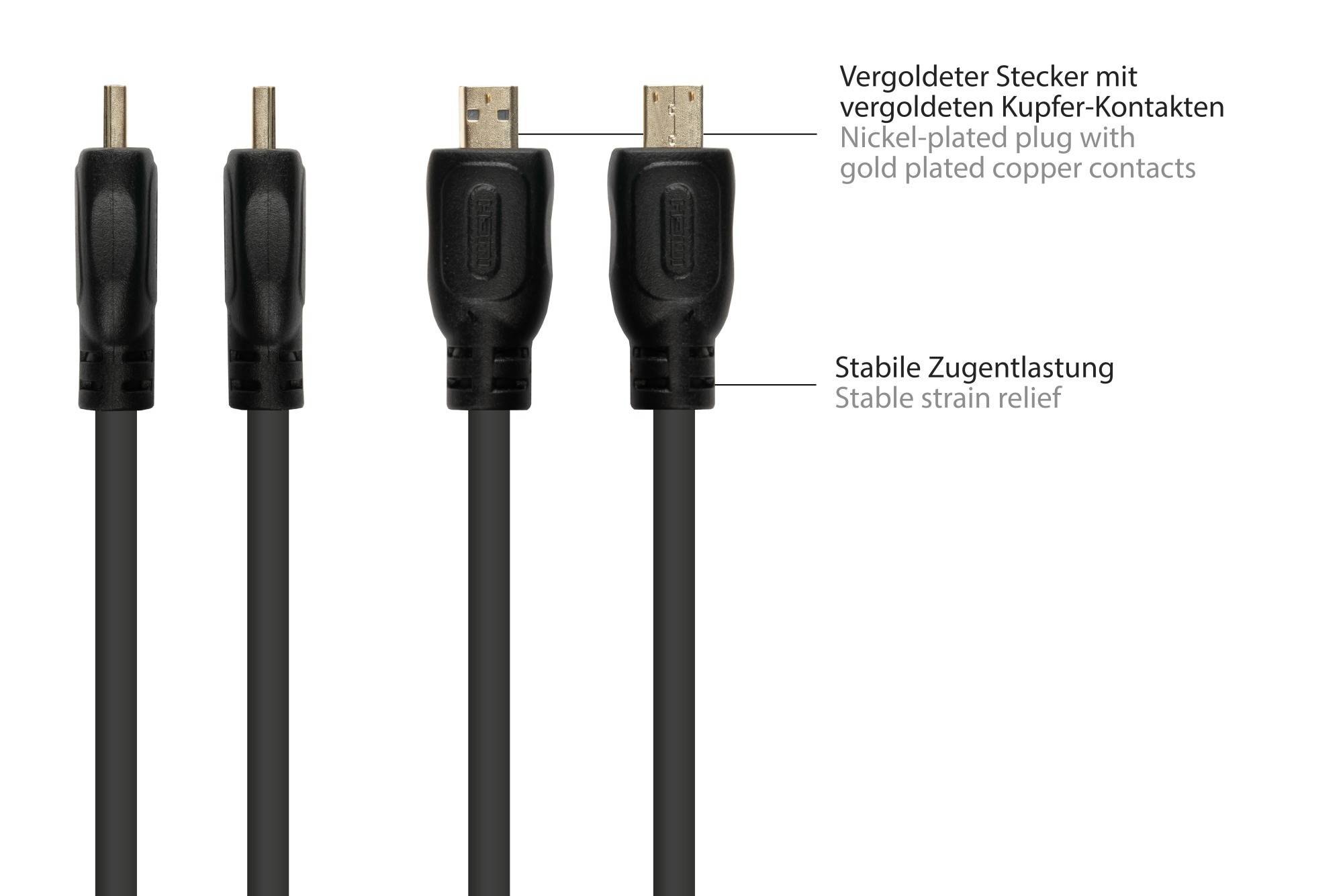 Anschlusskabel HDMI 2.0b, Stecker (Typ A) an Mirco Stecker (Typ D), 4K / UHD @60Hz,schwarz, 0,5m, Good Connections®