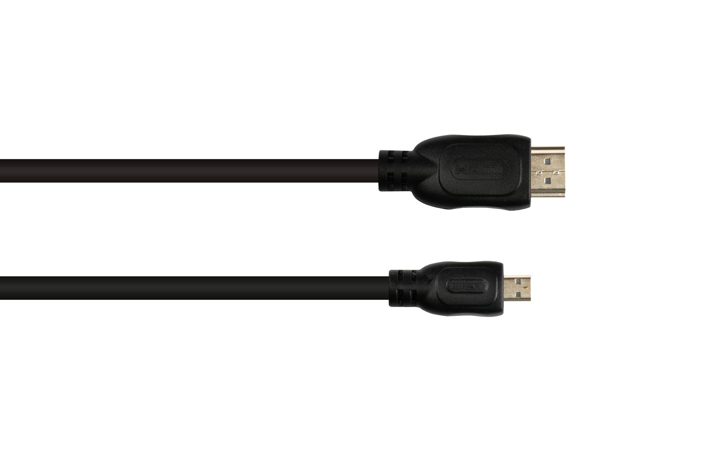 Anschlusskabel HDMI 2.0b, Stecker (Typ A) an Mirco Stecker (Typ D), 4K / UHD @60Hz,schwarz, 0,5m, Good Connections®