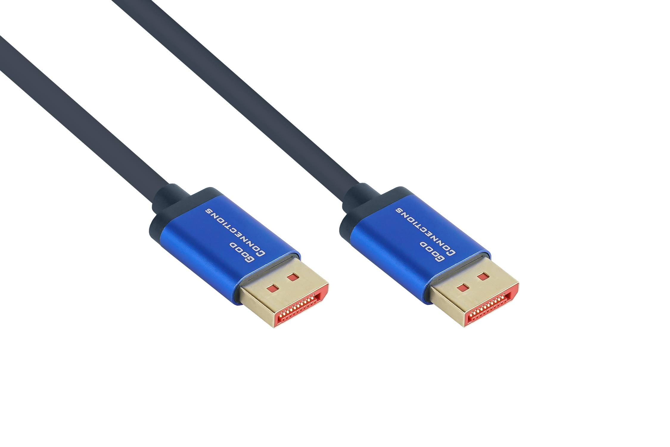 Good Connections® DisplayPort 1.4 SmartFLEX Kabel, 8K UHD-2 / 4K UHD, Aluminiumgehäuse, CU, dunkelblau, 5m