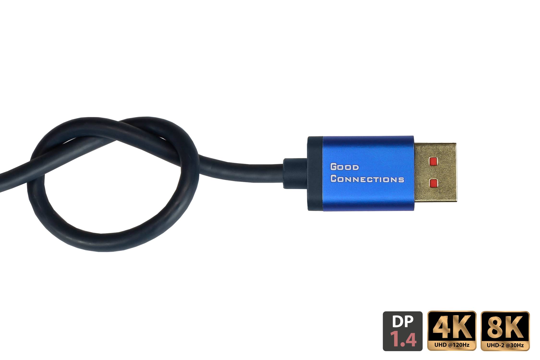 Good Connections® DisplayPort 1.4 SmartFLEX Kabel, 8K UHD-2 / 4K UHD, Aluminiumgehäuse, CU, dunkelblau, 5m