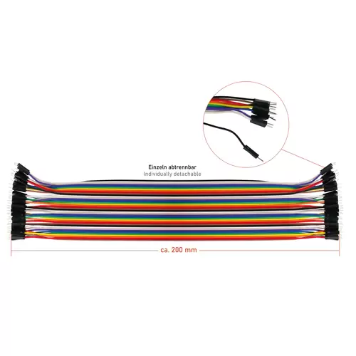 kabelmeister® Jumper Wire 40-Pin trennbare Adern für Arduino, Raspberry Pi etc., Stecker an Stecker, AWG28, 20cm kabelmeister® Jumper Wire 40-Pin trennbare Adern für Arduino, Raspberry Pi etc., Stecker an Stecker, AWG28, 20cm