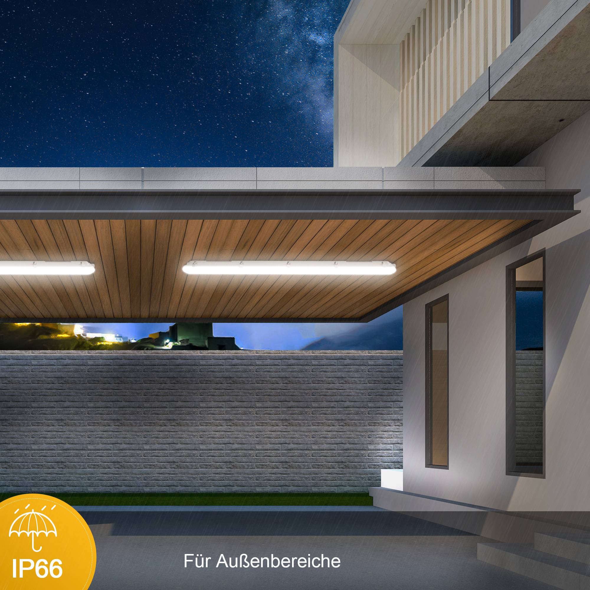 Engel Quinton 150cm LED-Feuchtraumleuchte 52W 7800lm IP66 Reihenschaltung