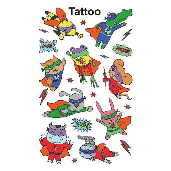 Tattoos 76x120mm bunt 1 Bogen Motiv Superhelden