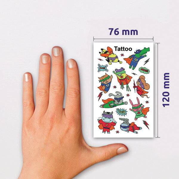 Tattoos 76x120mm bunt 1 Bogen Motiv Superhelden