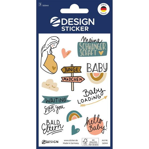Sticker 76x120mm 2 Bogen Motiv Schwangerschaft