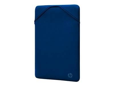 Eine blaue Laptop-Schutztasche mit HP-Logo in der unteren rechten Ecke, entwickelt zum Schutz und zum Transportieren eines Laptops.