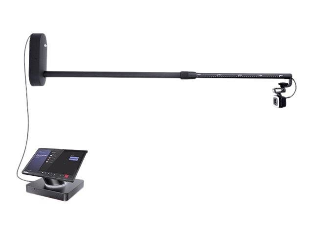 Wandmontierte Inspektionskamera auf einem langen Arm, verbunden mit einer Touchscreen-Steuerkonsole darunter.