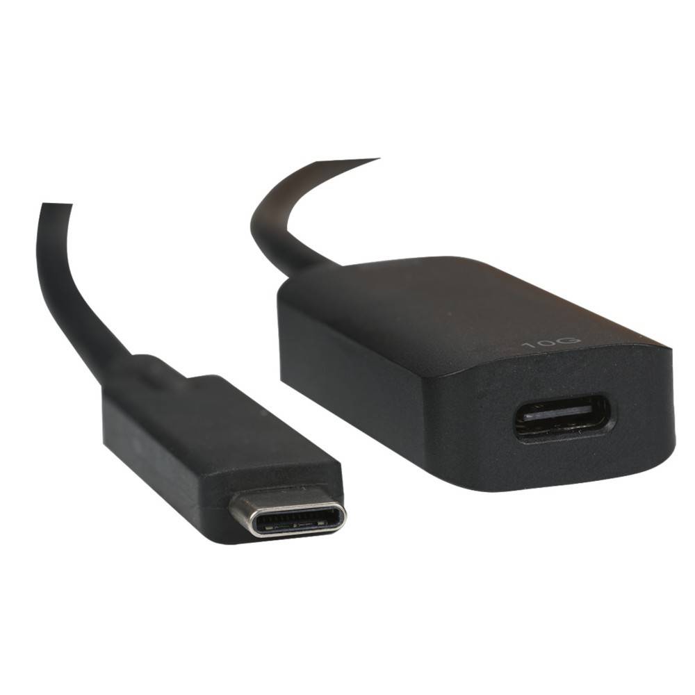 Ein schwarzes USB-C-Kabel und ein Adapter werden gezeigt, die Konnektivitätsoptionen für Geräte mit USB-C-Anschlüssen veranschaulichen.