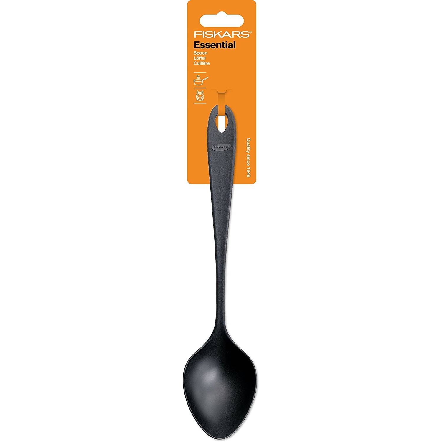 FISKARS Kochlöffel Kunststoff 30 cm Löffel mit spitzer Form Essentials schwarz