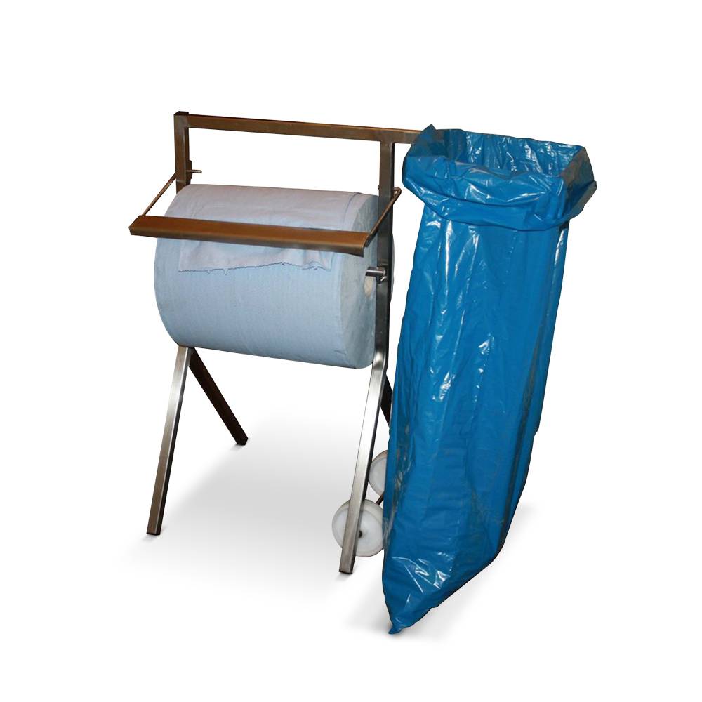 ETERNASOLID Putztuchrollen-Ständer aus Edelstahl, mit Müllsackhalterung