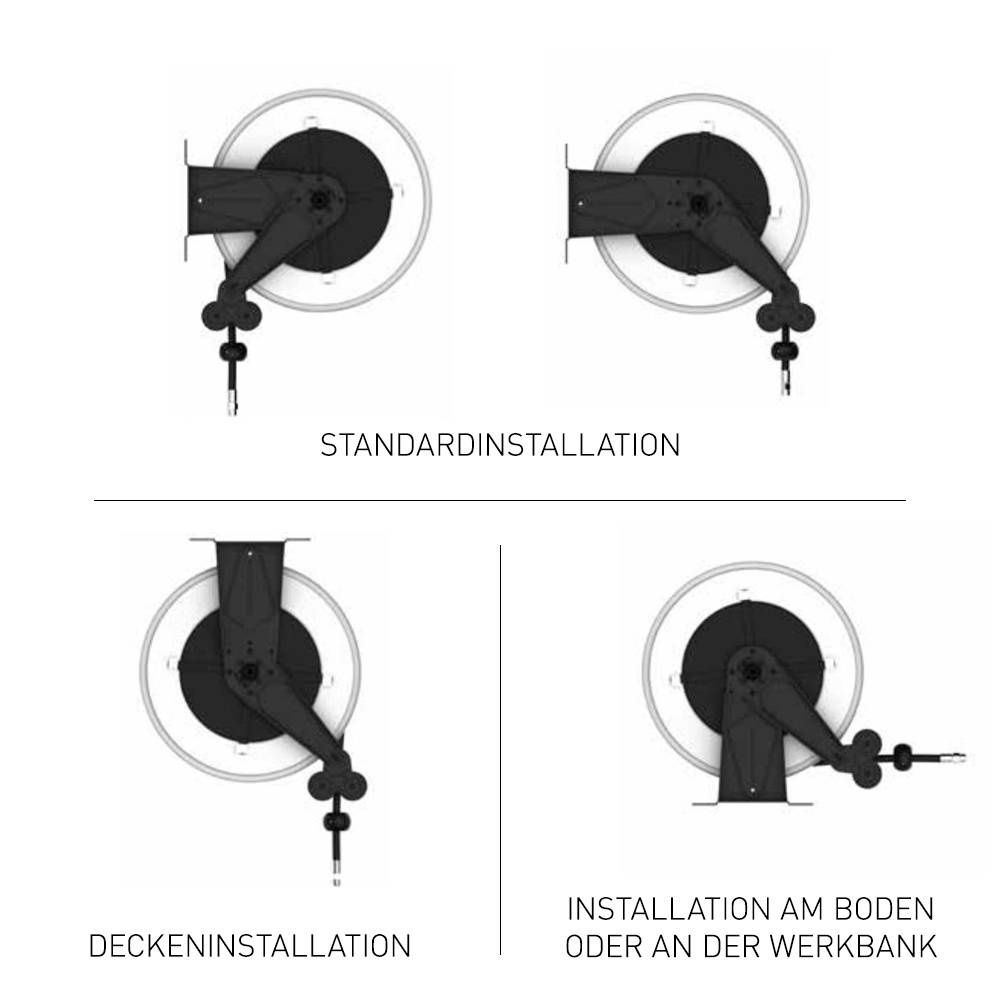 ETERNASOLID Automatik Schlauchaufroller, mit Federrückzug und Arretierung