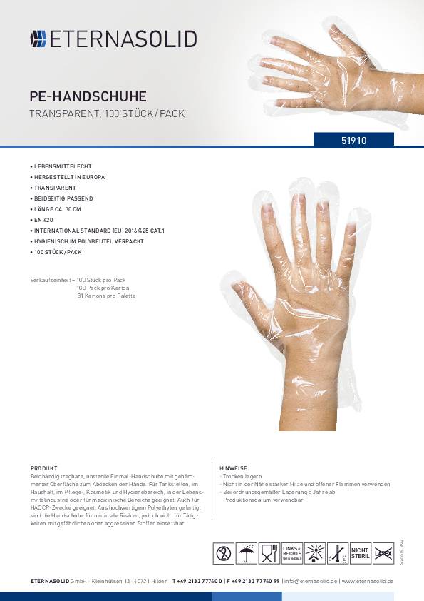 ETERNASOLID PE-Handschuhe, 100 Stück/Pack