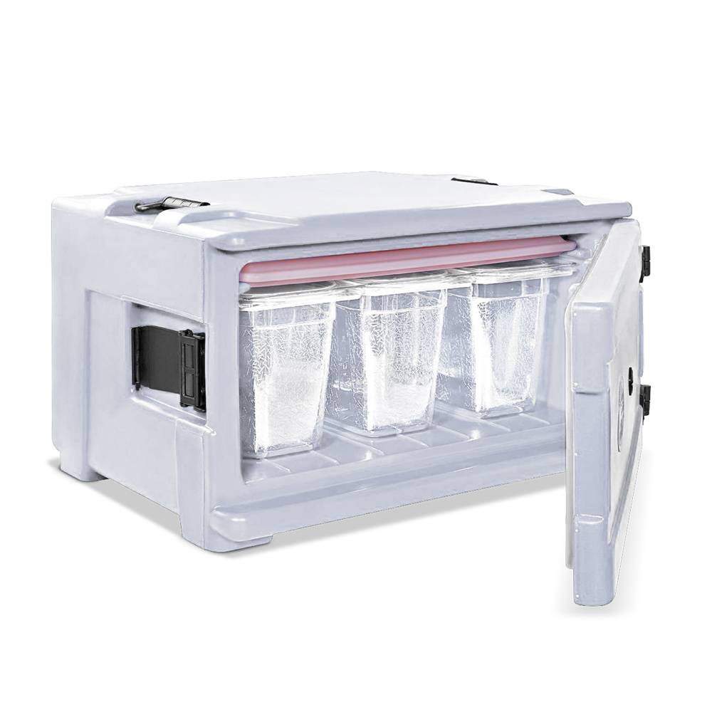 ETERNASOLID Thermobehälter AL200, Frontlader, 1/1 GN, 48 Liter, Grau-Blau Melange