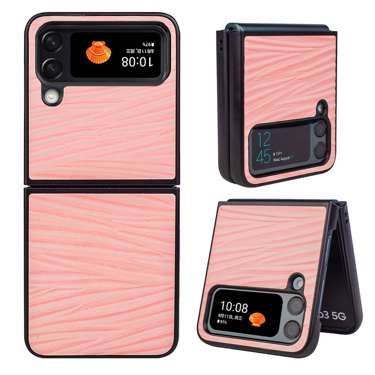 Für Samsung Galaxy Z Flip4 5G Design Wellen Cover Handy Tasche Hülle Etuis Muster Pink