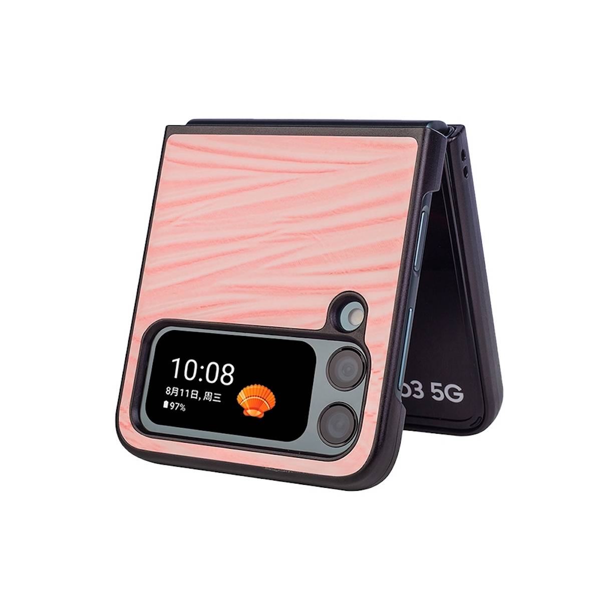 Für Samsung Galaxy Z Flip4 5G Design Wellen Cover Handy Tasche Hülle Etuis Muster Pink